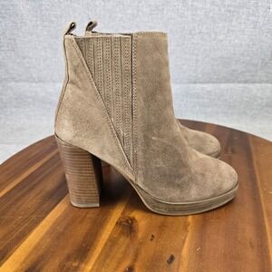 Aldo Womens‎ Taupe Suede Block Heel Chelsea Ankle Boots Size 8 Platform Booties